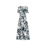 Oscar de la Renta Dotted Palm Leaves Cotton Poplin Short Sleeve Dress - Dresses - American Luxury Evening Wear at Coveti