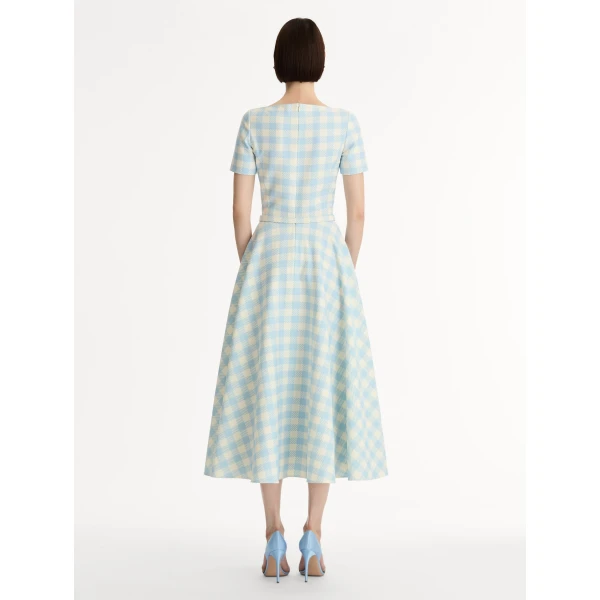 Oscar de la Renta Gingham Wool Blend Dress - Dresses - American Luxury Evening Wear at Coveti
