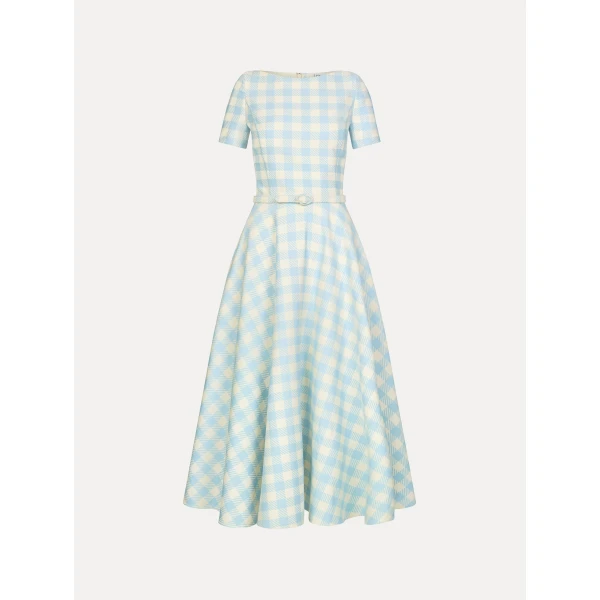Oscar de la Renta Gingham Wool Blend Dress - Dresses - American Luxury Evening Wear at Coveti