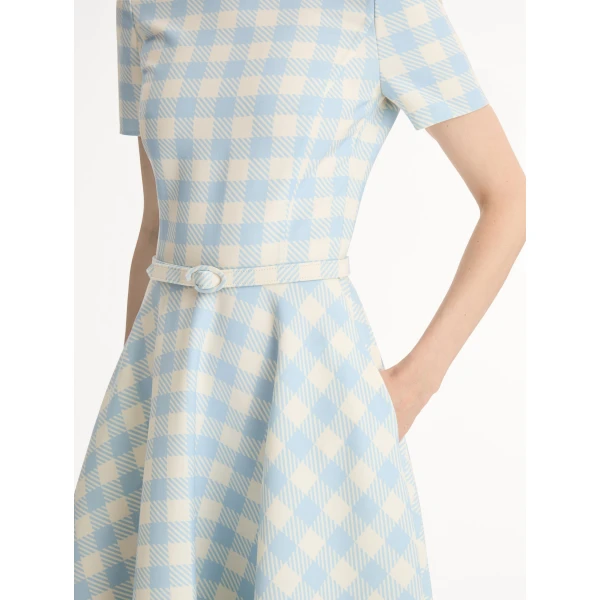 Oscar de la Renta Gingham Wool Blend Dress - Dresses - American Luxury Evening Wear at Coveti