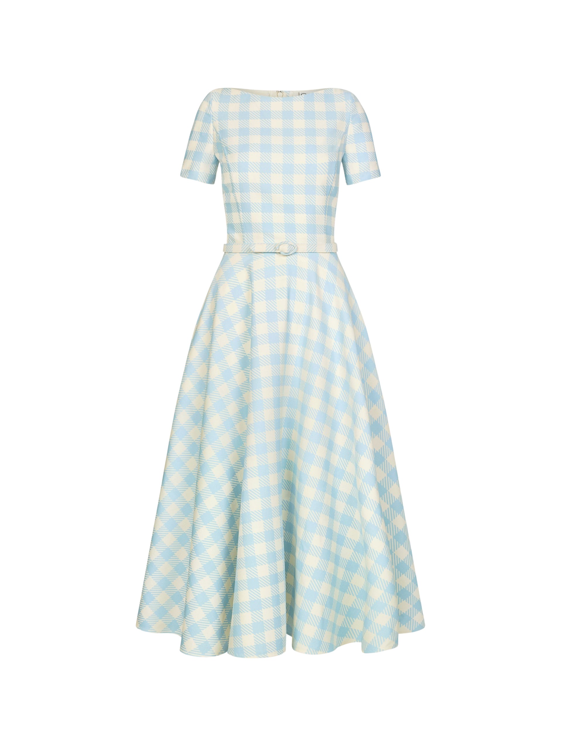 Oscar de la Renta Gingham Wool Blend Dress