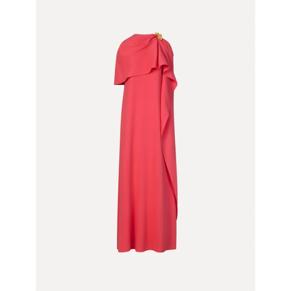 Oscar de la Renta Hibiscus Brooch Georgette Caftan - kimono - American Luxury Evening Wear at Coveti