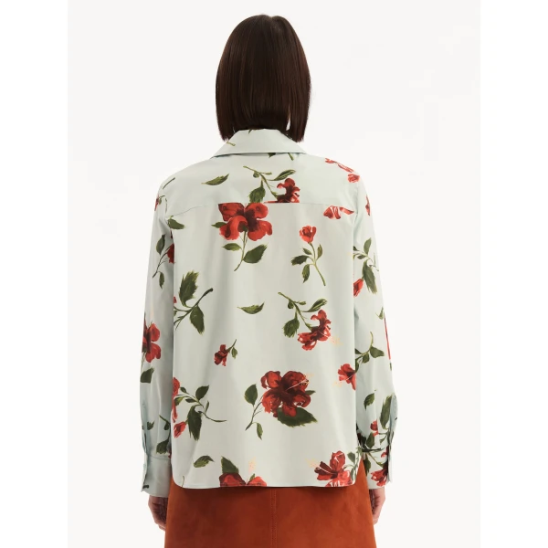 Oscar de la Renta Hibiscus Cotton Poplin Blouse - Tops - American Luxury Evening Wear at Coveti
