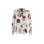 Oscar de la Renta Hibiscus Cotton Poplin Blouse - Tops - American Luxury Evening Wear at Coveti