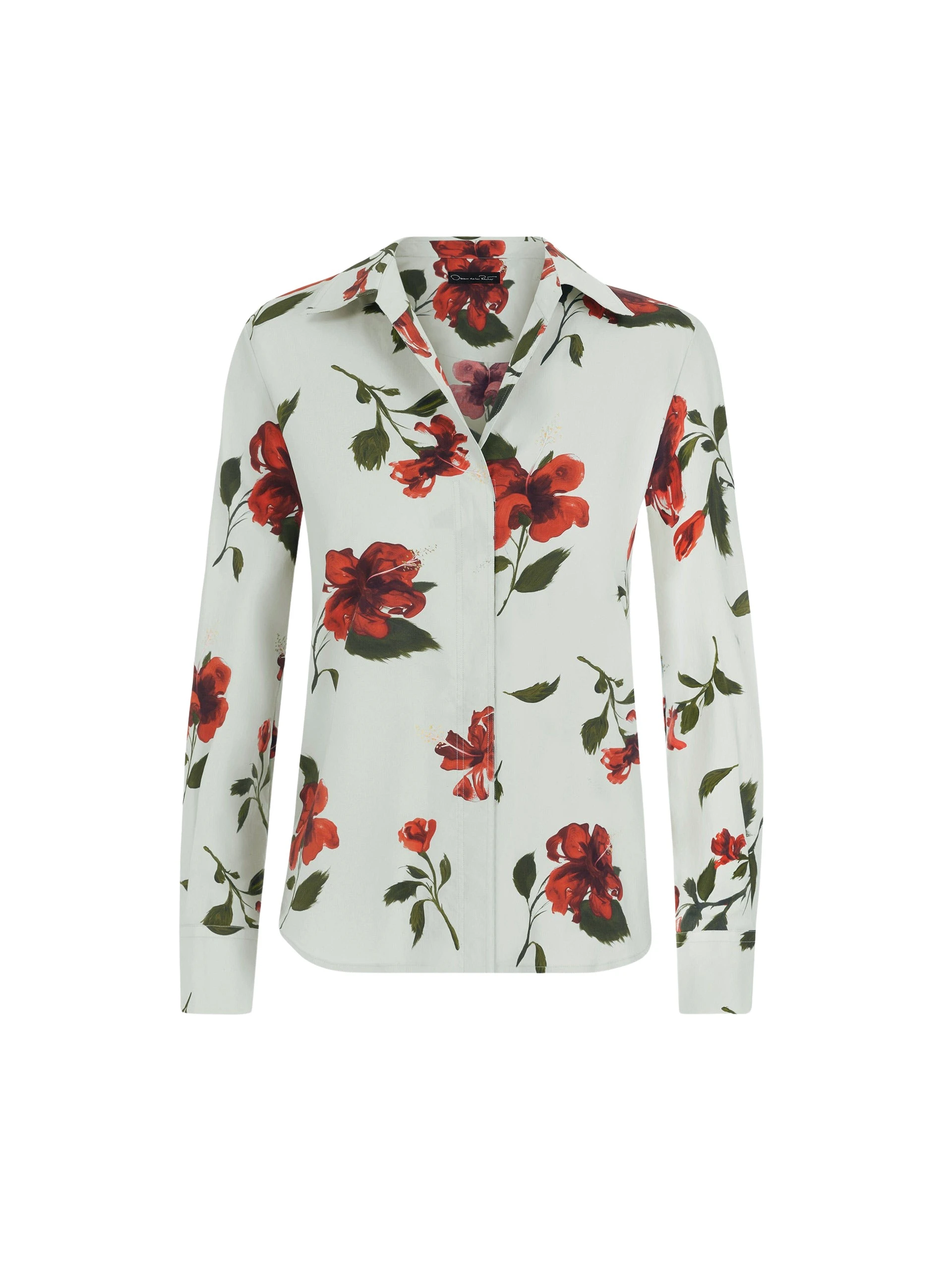 Oscar-de-la-Renta-Hibiscus-Cotton-Poplin-Blouse-Tops63245_nobg Oscar de la Renta Hibiscus Cotton Poplin Blouse - Tops - American Luxury Evening Wear at Coveti