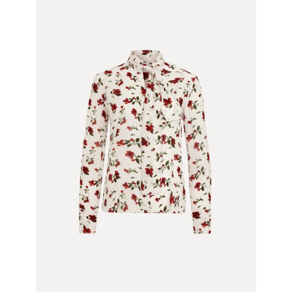 Oscar de la Renta Hibiscus Silk Chiffon Blouse - Tops - American Luxury Evening Wear at Coveti