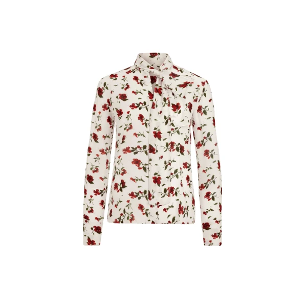 Oscar de la Renta Hibiscus Silk Chiffon Blouse - Tops - American Luxury Evening Wear at Coveti