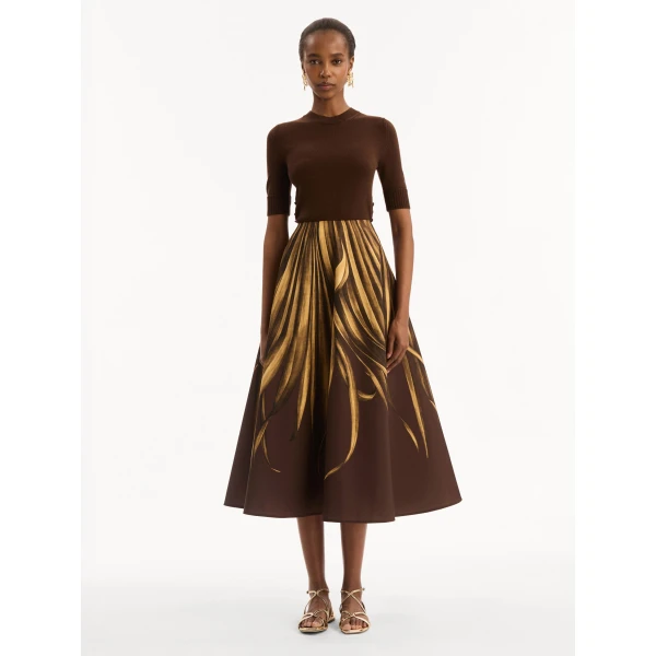 Oscar de la Renta Palm Leaves Faille Skirt - Skirts - American Luxury Evening Wear at Coveti