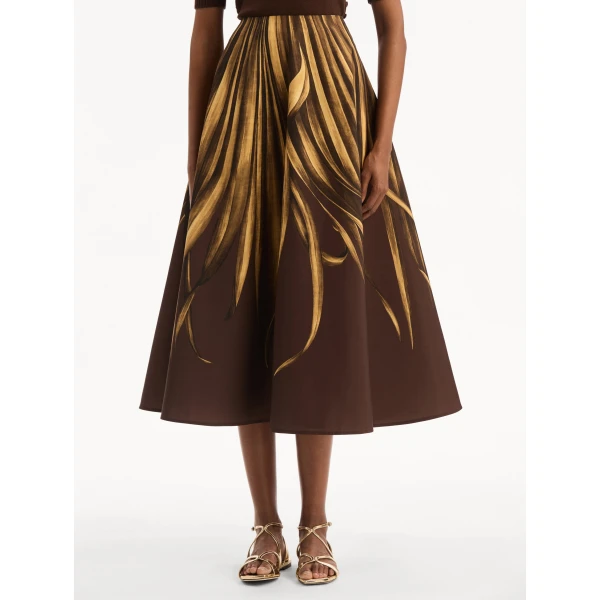 Oscar de la Renta Palm Leaves Faille Skirt - Skirts - American Luxury Evening Wear at Coveti