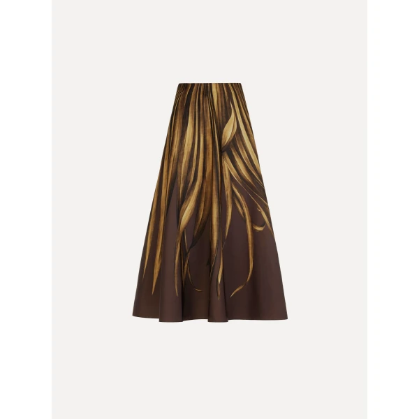 Oscar de la Renta Palm Leaves Faille Skirt - Skirts - American Luxury Evening Wear at Coveti