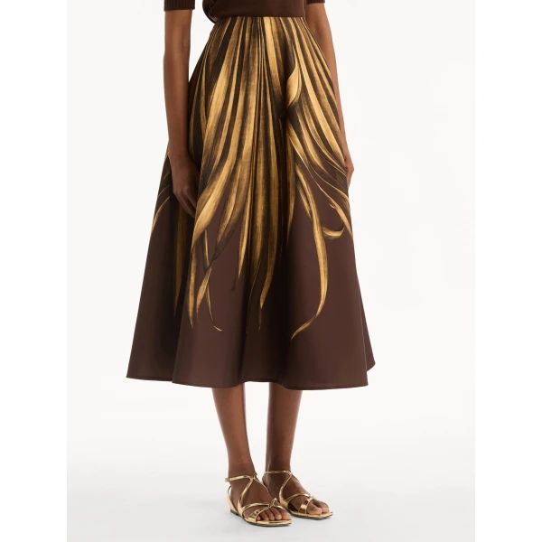 Oscar de la Renta Palm Leaves Faille Skirt - Skirts - American Luxury Evening Wear at Coveti