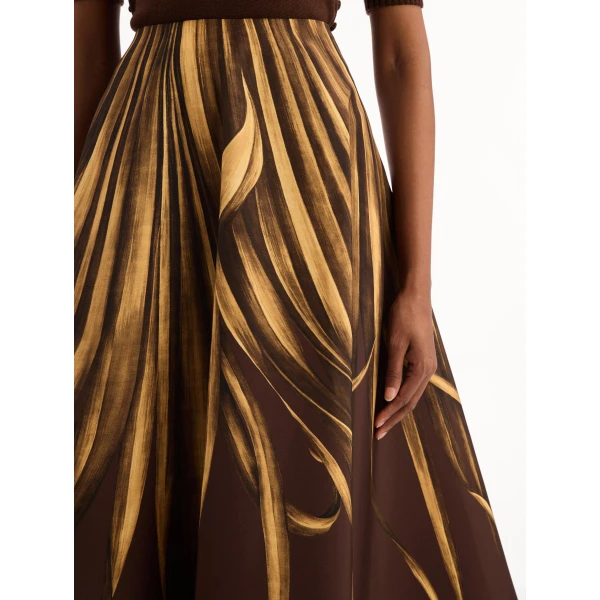 Oscar de la Renta Palm Leaves Faille Skirt - Skirts - American Luxury Evening Wear at Coveti