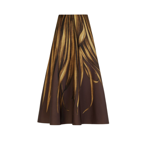 Oscar de la Renta Palm Leaves Faille Skirt - Skirts - American Luxury Evening Wear at Coveti