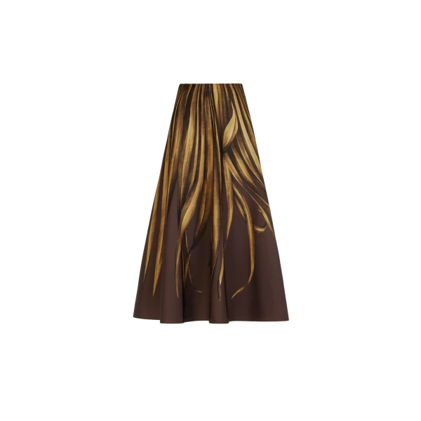 Oscar de la Renta Palm Leaves Faille Skirt - Skirts - American Luxury Evening Wear at Coveti