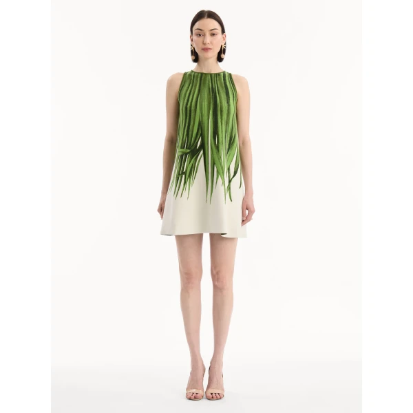 Oscar de la Renta Palm Leaves Jacquard Shift Dress - Dresses - American Luxury Evening Wear at Coveti