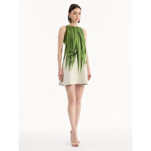 Oscar de la Renta Palm Leaves Jacquard Shift Dress - Dresses - American Luxury Evening Wear at Coveti