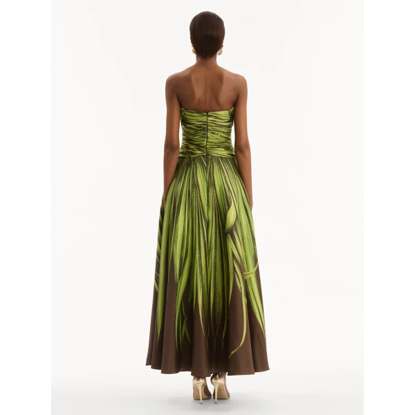Oscar de la Renta Palm Leaves Silk Twill Cocktail Dress - Dresses - American Luxury Evening Wear at Coveti