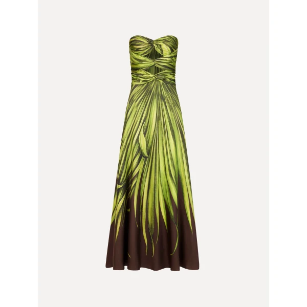 Oscar de la Renta Palm Leaves Silk Twill Cocktail Dress - Dresses - American Luxury Evening Wear at Coveti