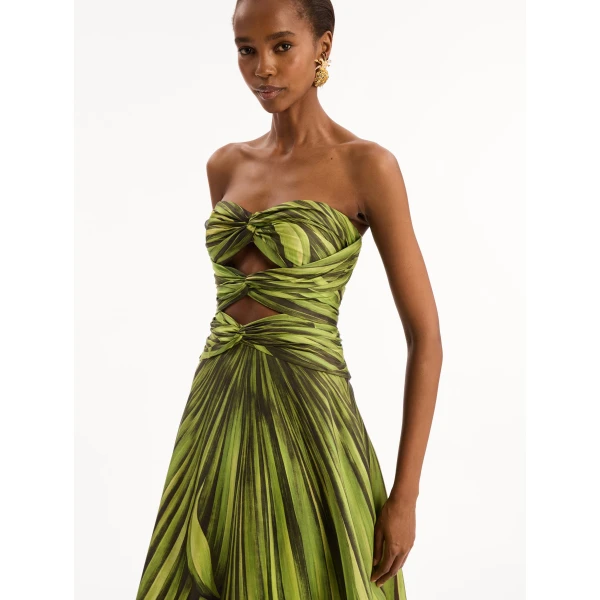 Oscar de la Renta Palm Leaves Silk Twill Cocktail Dress - Dresses - American Luxury Evening Wear at Coveti
