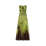 Oscar de la Renta Palm Leaves Silk Twill Cocktail Dress - Dresses - American Luxury Evening Wear at Coveti
