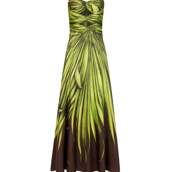 Oscar de la Renta Palm Leaves Silk Twill Cocktail Dress - Dresses - American Luxury Evening Wear at Coveti