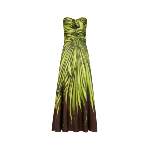 Oscar de la Renta Palm Leaves Silk Twill Cocktail Dress - Dresses - American Luxury Evening Wear at Coveti