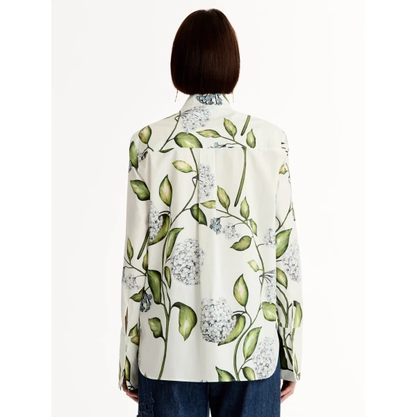 Oscar de la Renta Porcelain Flower Cotton Poplin Blouse - Tops - American Luxury Evening Wear at Coveti