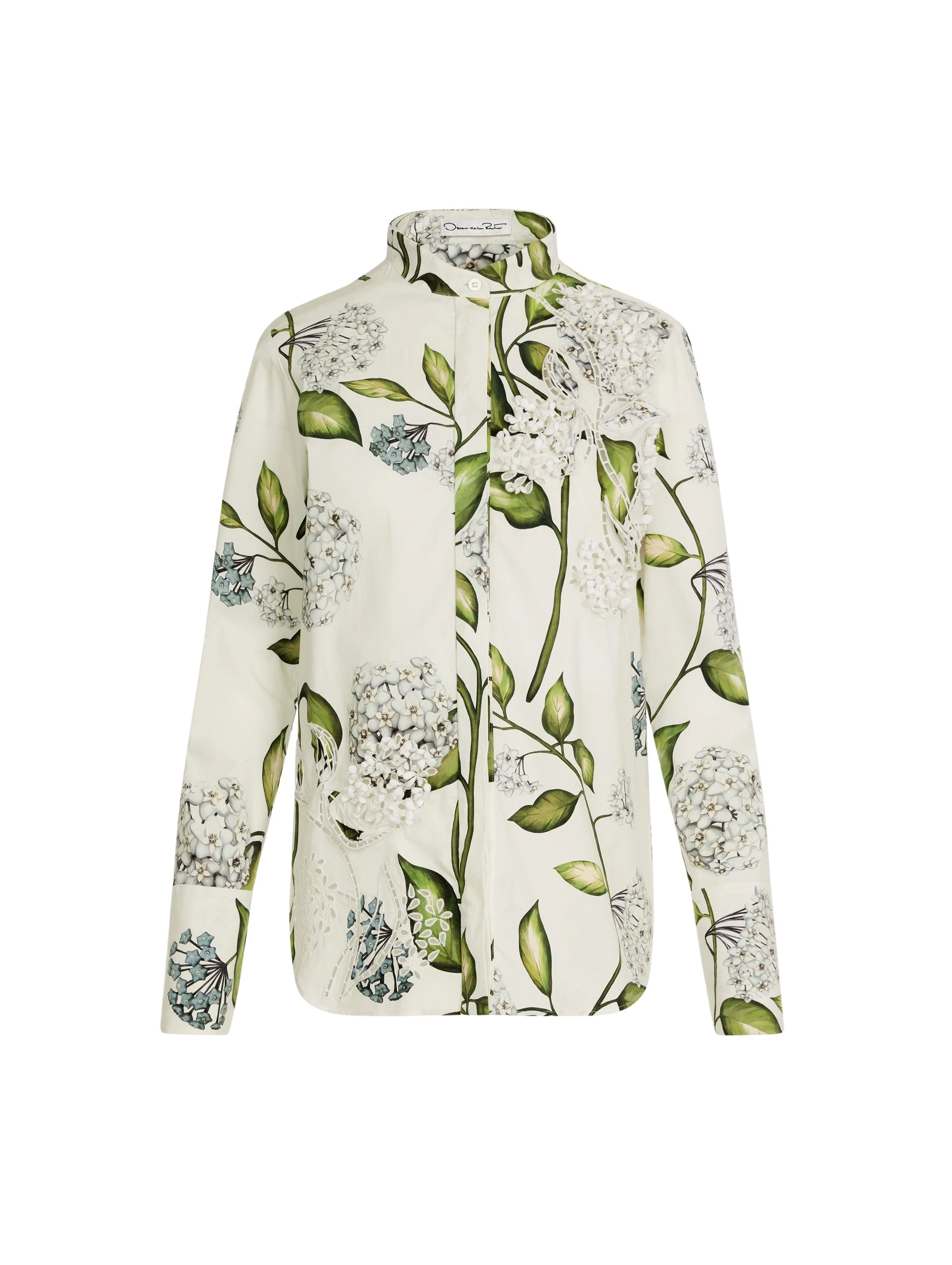 Oscar de la Renta Porcelain Flower Cotton Poplin Blouse - Tops - American Luxury Evening Wear at Coveti