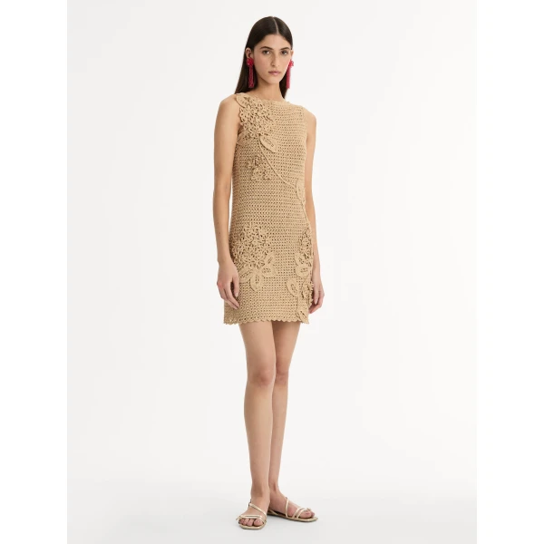 Oscar de la Renta Porcelain Flower Crochet Lattice Dress - Dresses - American Luxury Evening Wear at Coveti