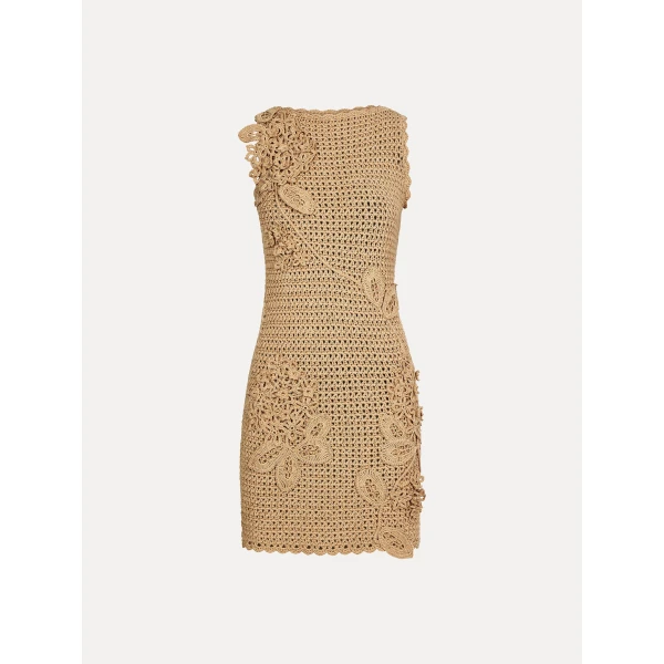 Oscar de la Renta Porcelain Flower Crochet Lattice Dress - Dresses - American Luxury Evening Wear at Coveti