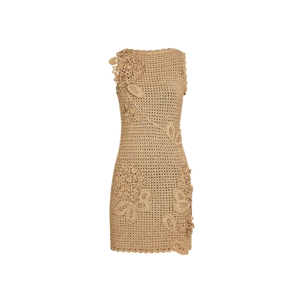 Oscar de la Renta Porcelain Flower Crochet Lattice Dress - Dresses - American Luxury Evening Wear at Coveti