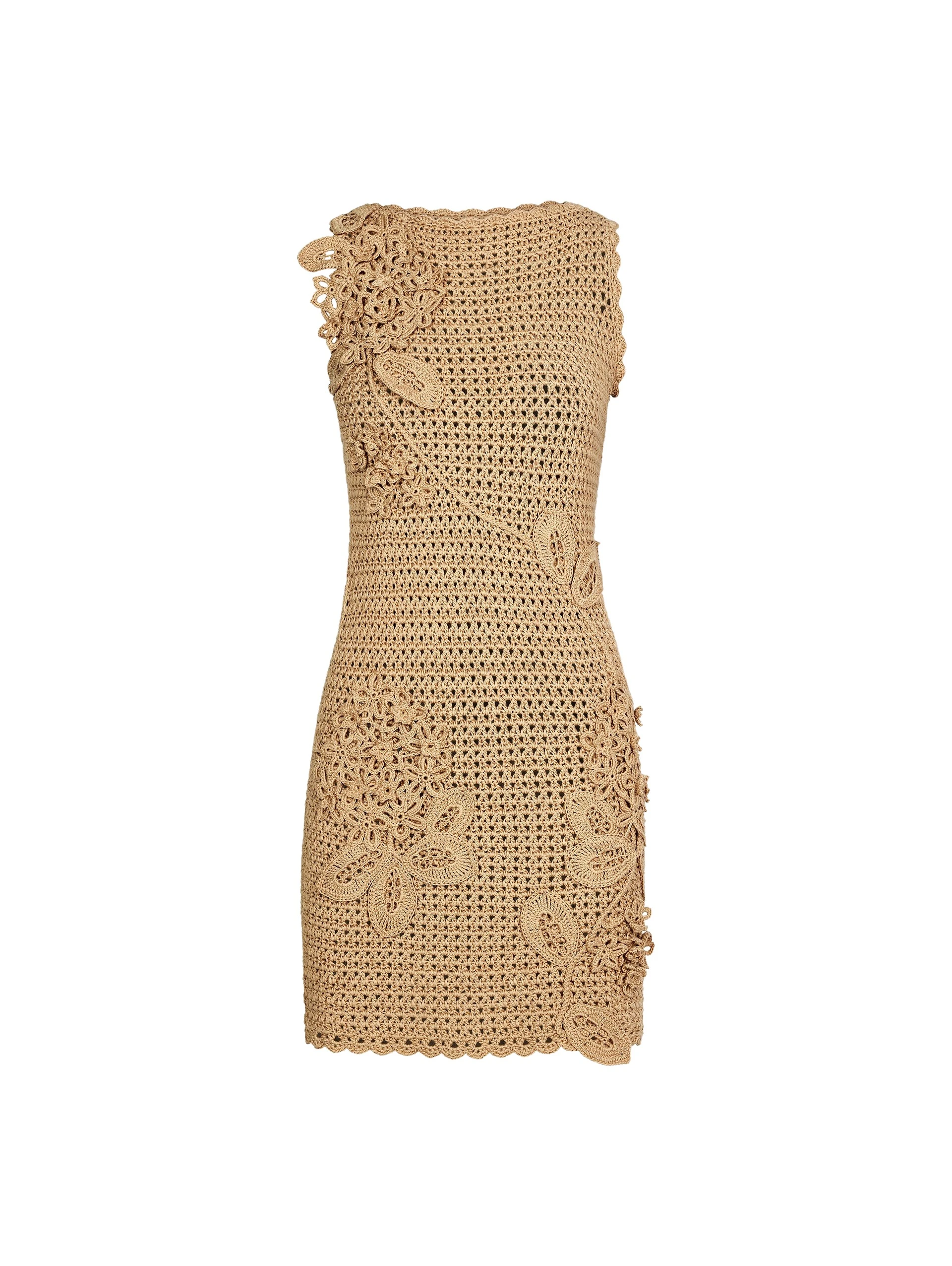 Oscar-de-la-Renta-Porcelain-Flower-Crochet-Lattice-Dress-Dresses85352_nobg Oscar de la Renta Porcelain Flower Crochet Lattice Dress - Dresses - American Luxury Evening Wear at Coveti