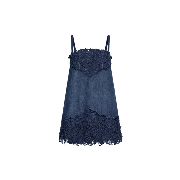 Oscar de la Renta Porcelain Flower Cutout Denim Dress - Dresses - American Luxury Evening Wear at Coveti