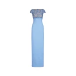 Oscar de la Renta Porcelain Flower Embroidered Cap Sleeve Gown - Dresses - American Luxury Evening Wear at Coveti