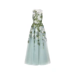 Oscar de la Renta Porcelain Flower Embroidered Gown - Dresses - American Luxury Evening Wear at Coveti