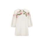 Oscar de la Renta Porcelain Flower Embroidered Illusion Blouse - Tops - American Luxury Evening Wear at Coveti