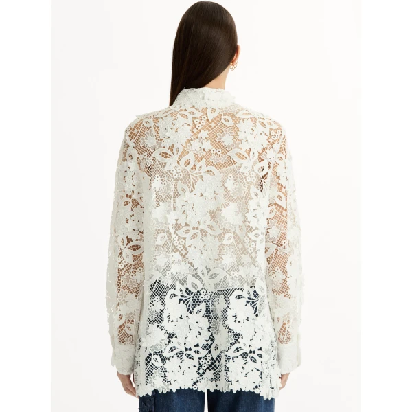 Oscar de la Renta Porcelain Flower Guipure Blouse - Tops - American Luxury Evening Wear at Coveti