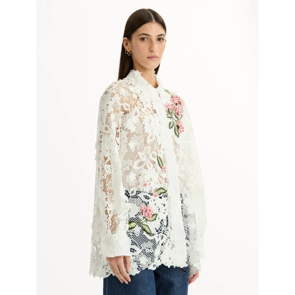 Oscar de la Renta Porcelain Flower Guipure Blouse - Tops - American Luxury Evening Wear at Coveti