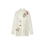 Oscar de la Renta Porcelain Flower Guipure Blouse - Tops - American Luxury Evening Wear at Coveti
