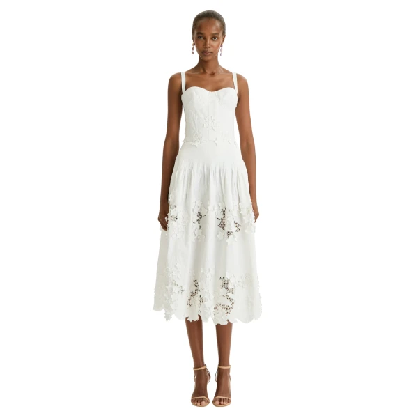 Oscar de la Renta Porcelain Flower Guipure Bustier Dress - Dresses - American Luxury Evening Wear at Coveti