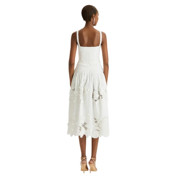 Oscar de la Renta Porcelain Flower Guipure Bustier Dress - Dresses - American Luxury Evening Wear at Coveti