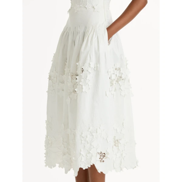 Oscar de la Renta Porcelain Flower Guipure Bustier Dress - Dresses - American Luxury Evening Wear at Coveti