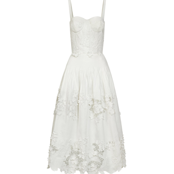 Oscar de la Renta Porcelain Flower Guipure Bustier Dress - Dresses - American Luxury Evening Wear at Coveti