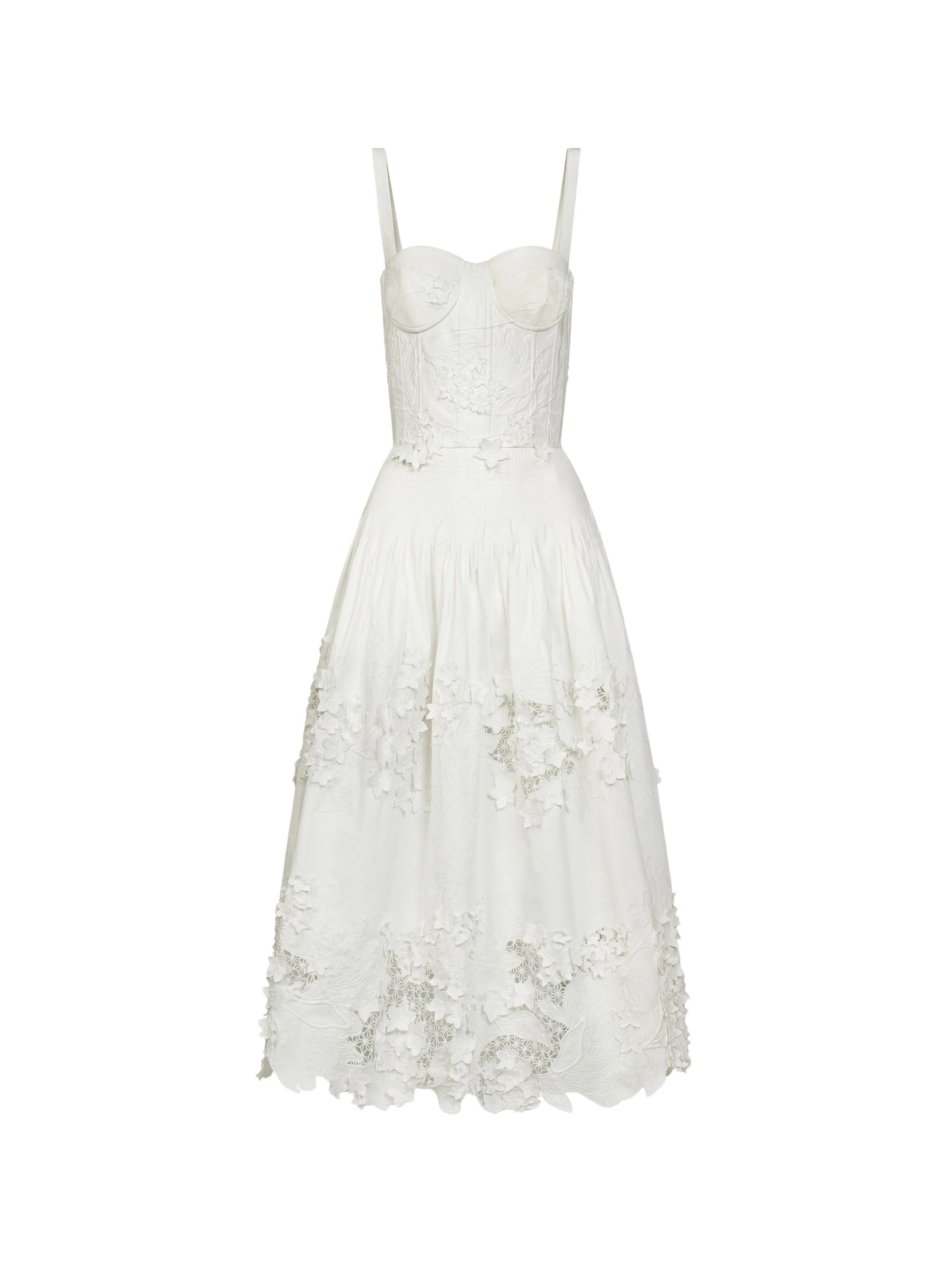 Oscar-de-la-Renta-Porcelain-Flower-Guipure-Bustier-Dress-Dresses26775_nobg Oscar de la Renta Porcelain Flower Guipure Bustier Dress - Dresses - American Luxury Evening Wear at Coveti