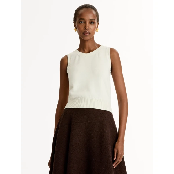 Oscar de la Renta Porcelain Flower Guipure Insert Tank - Tops - American Luxury Evening Wear at Coveti