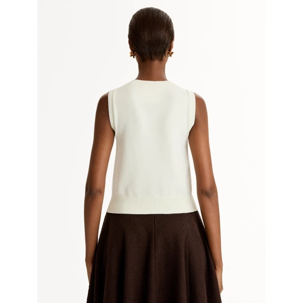 Oscar de la Renta Porcelain Flower Guipure Insert Tank - Tops - American Luxury Evening Wear at Coveti