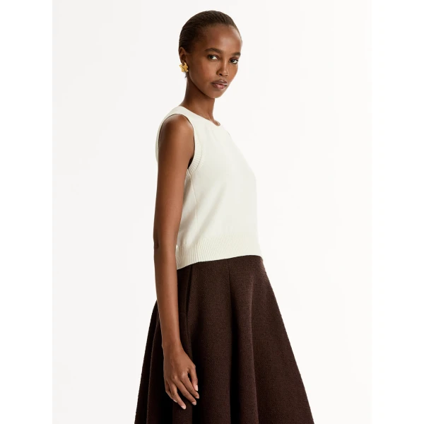 Oscar de la Renta Porcelain Flower Guipure Insert Tank - Tops - American Luxury Evening Wear at Coveti