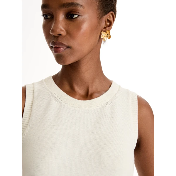 Oscar de la Renta Porcelain Flower Guipure Insert Tank - Tops - American Luxury Evening Wear at Coveti