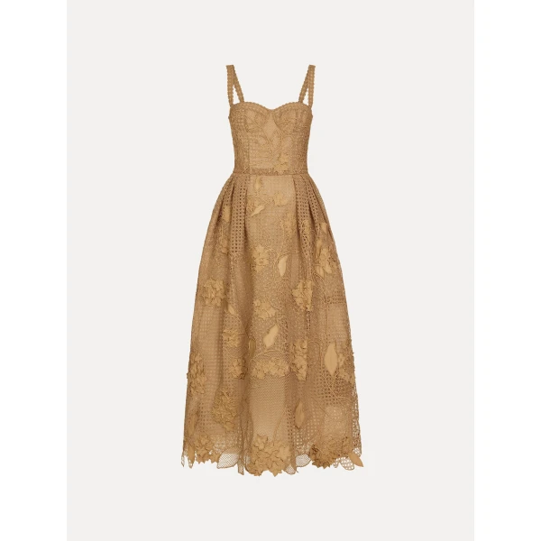 Oscar de la Renta Porcelain Flower Guipure Lattice Cocktail Dress - Dresses - American Luxury Evening Wear at Coveti