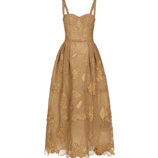 Oscar de la Renta Porcelain Flower Guipure Lattice Cocktail Dress - Dresses - American Luxury Evening Wear at Coveti